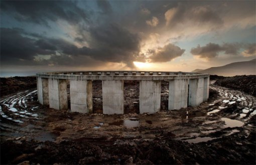 stonehenge-ireland The massive Stonehenge-esque structure erected on an Achill hilltop by Joe McNamara. Photograph: Michael Mc Laughlin