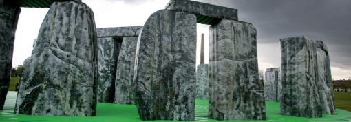 A life-sized, inflatable replica of the British heritage and pagan site, and tourist attraction, Stonehenge.