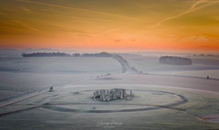 A new circle discovered near Stonehenge, is more than 10 metres in diameter and five metres deep. Photo taken by Stonehenge Dronescapes.