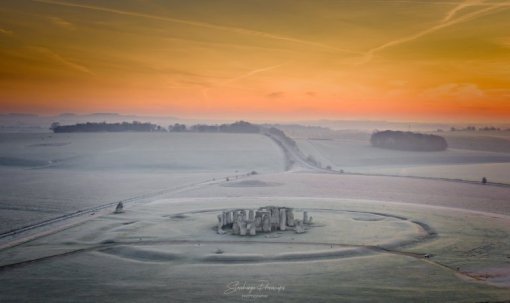 A new circle discovered near Stonehenge, is more than 10 metres in diameter and five metres deep. Photo taken by Stonehenge Dronescapes.